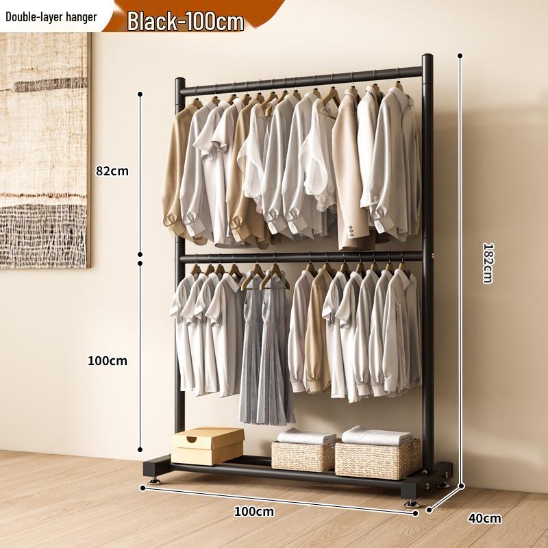 Single-Layer Clothes and Hat Rack for Bedroom or Balcony - Floor-Standing Design