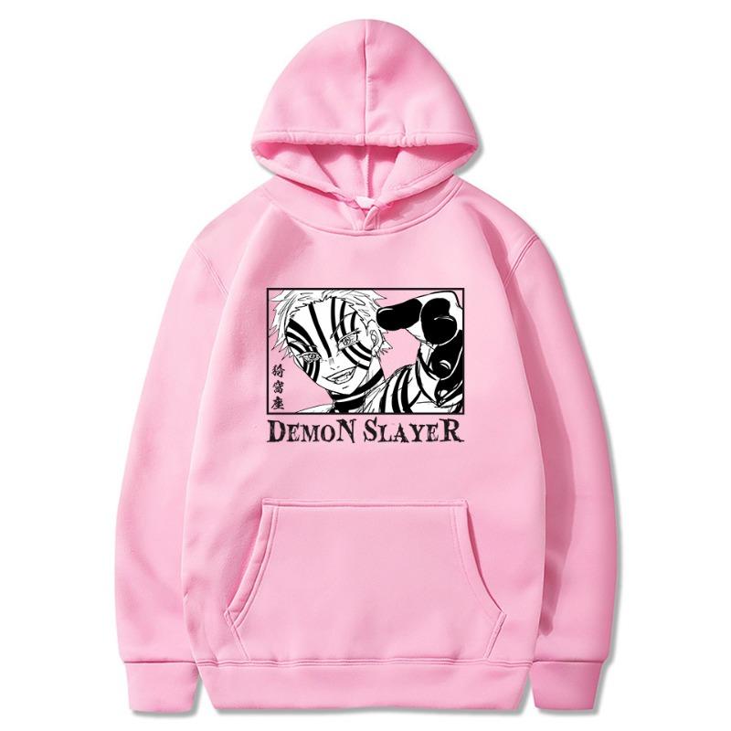 Anime Japonés Demon Slayer Akaza Estampado Sudadera con Capucha Pulóver Hombre Mujer Harajuku Dibujos Animados Invierno Mantener Caliente Sudaderas Oversize