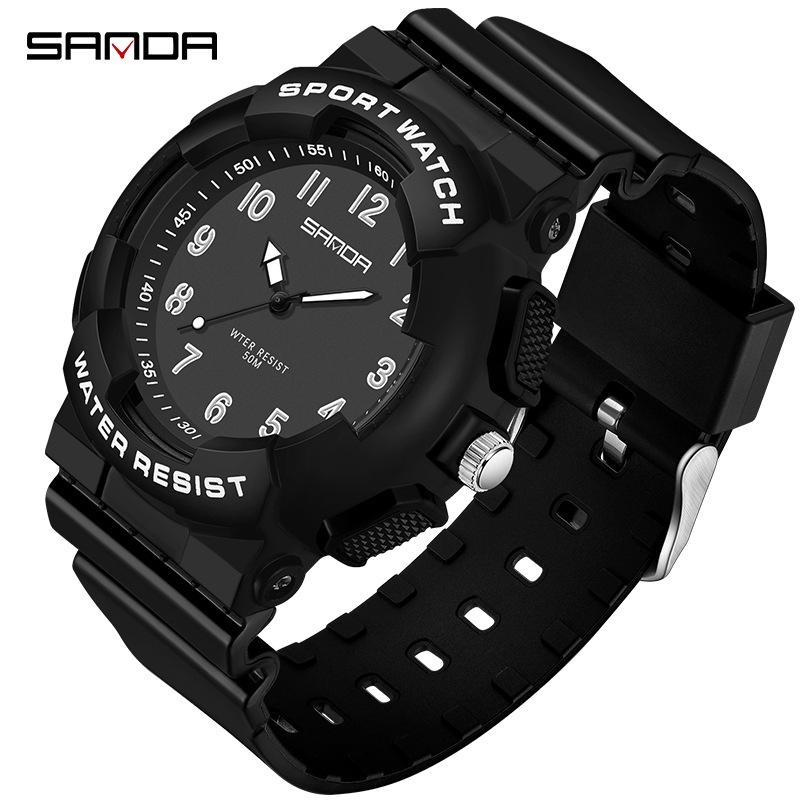 Sanda Unisex Student Sport Watch: Fashionable, Academy Style, Large Dial, Luminous, Waterproof Quartz Watch.