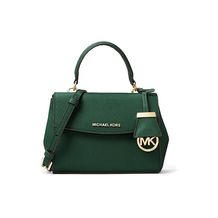 

Michael Kors MK Ava Vintage Logo Pendant Flap Leather Shoulder Crossbody Mini Bag Women bags Dark-Green 32F5GAVC1L-MOSS Basic Set (Bag+Dust Bag)
