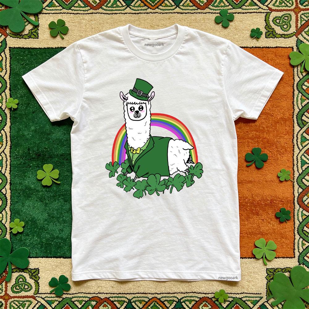 

LLAMA BE IRISH Shamrock Funny St Patricks Day TShirt Women Unisex Casual Cotton Graphic T Shirts Oneck Unisex Shortsleev S