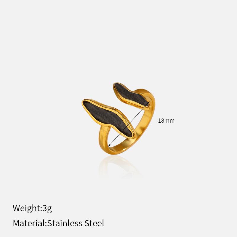 Chenhe jewelry women's high-end sense niche design fashionable non-fading jewelry stainless steel enamel open ring