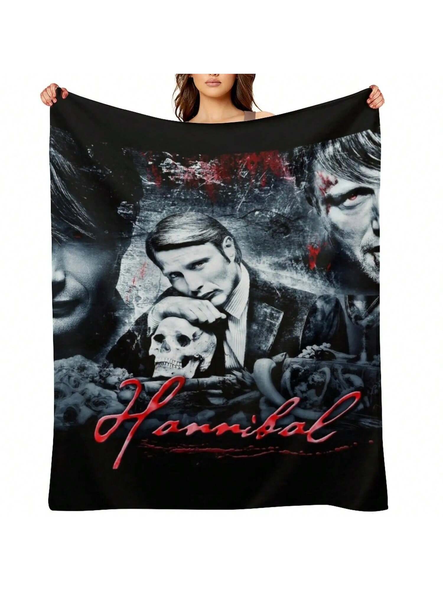 Ганнибал Лектер - Дизайн с черепом Плед  S Пушистые пледы и покрывала Персональный подарок Пледы 75X95CM