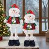 Christmas Plush Doll with Retractable Legs Handmade Standing Snowman Santa Claus Plush Toy Xmas Winter Holiday Party Decoration Ornament