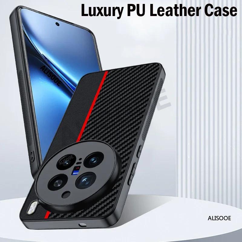 Funda for VIVO X200 Pro Mini Case Luxury Fiber Texture PU Leather Protection Back Cover for VIVO X200 Pro Shockproof Capa