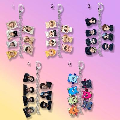 1pc Kpop Member Multi-Layer Acrylic Keychain Cute Animal Hoodie & Cool Black Outfit Photo Keyring for Bags Backpacks, ENGENE Fans Gift