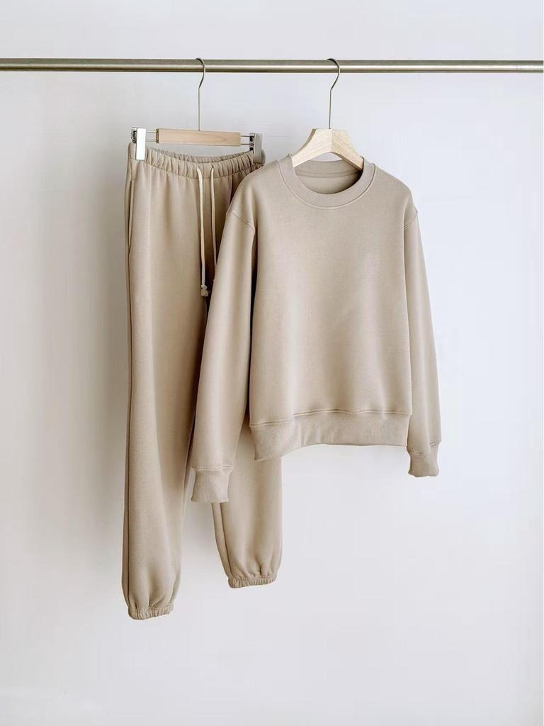 Women's Fleece-Lined Casual Sweatshirt Set: High-End 25, Autumn/Winter, Warm Thickened Sweatpants, Pure Cotton