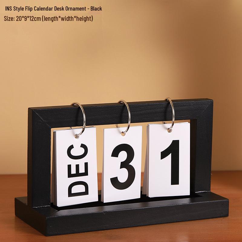 Elegant Wooden Flip Desk Calendar Ornament for Home and Office Decor