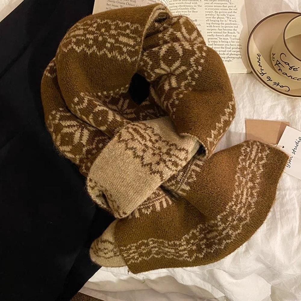 Knitted Fabric Christmas Scarf Snowflake Pattern Neck Wrap Gifts Knitted Scarf for Women
