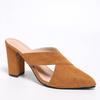 Women's Baotou slippers autumn new pointed head deep hollow suede anti-slip wear-resistant high heels