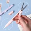Mini Color Folding Scissor Pen Cutter Portable Size Safe Ceramic Pencutter Utility Knife for Paper Work Diary School
