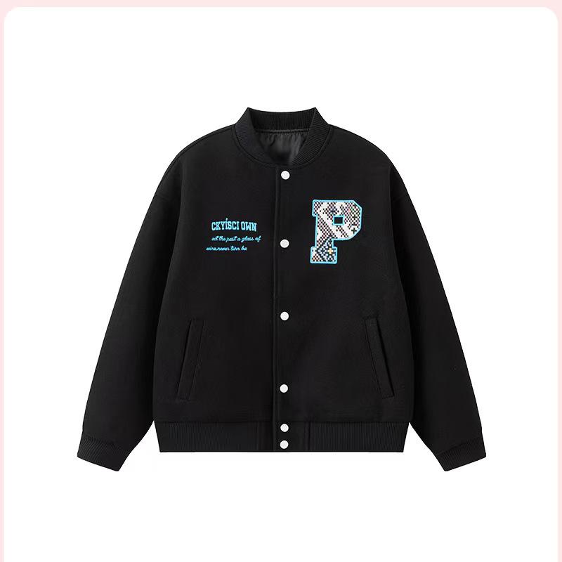 

Унисекс вышитая бейсбольная куртка в стиле колледжа - Весна и Осень XL чёрный