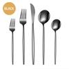 5 Pcs Black and Golden Spoon and Fork Set Stainless Steel Steak Knife Fork Spoon Dessert Spoon Tableware Kitchenware Set