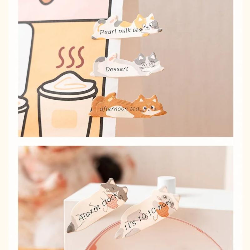 Cartoon Cat Convenience Stickers Index Stickers DIY Label Classify Stickers N Times Student Stationery Sticky Notes