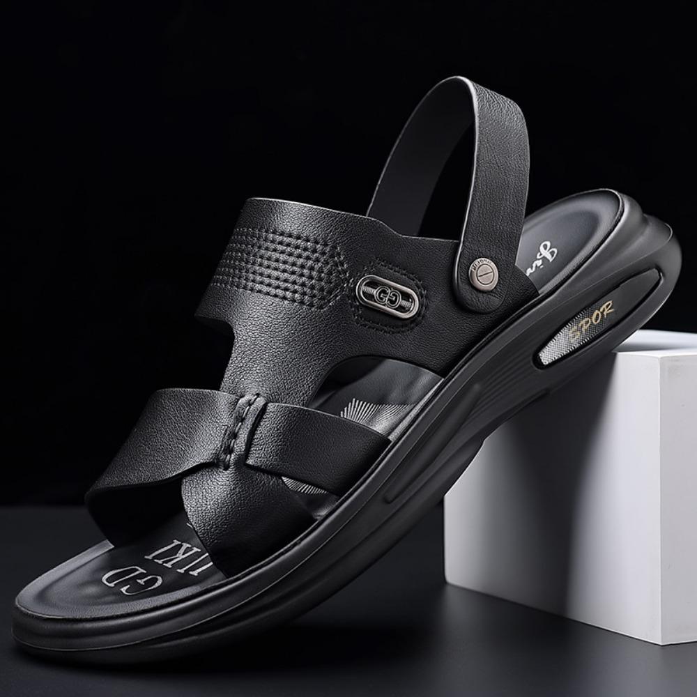 Herren Sandalen Echtes Leder Strandschuhe Lässige Fahrslipper Modische Zwei-Wege-Sandalen