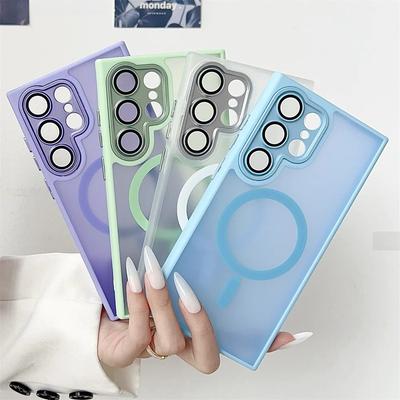 Translucent Matte Lens Protect Shockproof PC Case For Samsung S26 S25 Edge S24 S23 FE S22 Ultra Plus For MagSafe Magnetic Cover