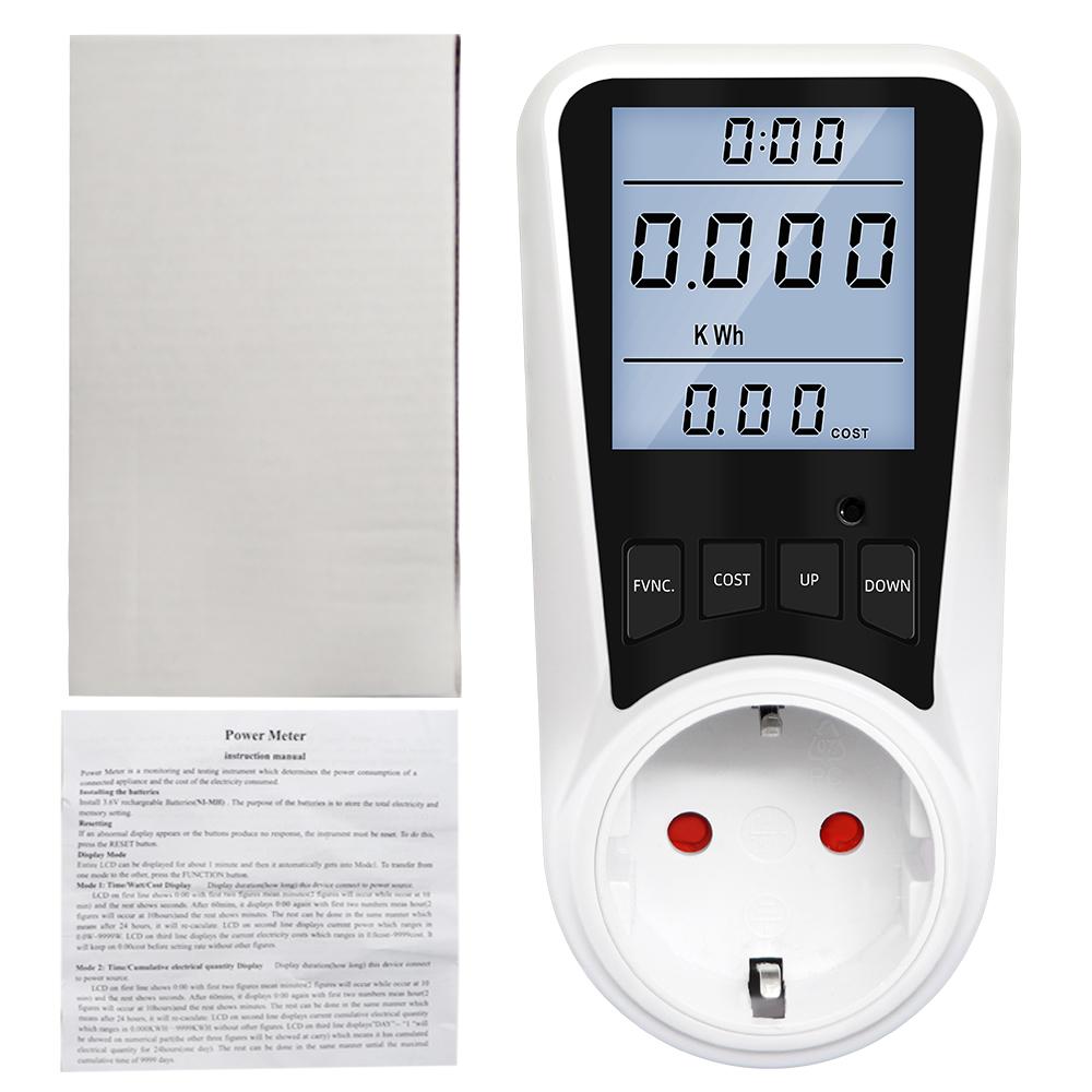 Digitales Wattmeter AC Energie Steckdose Stromverbrauchsmesser Stromnutzung Monitor Steckdose Kilowatt Wattage Spannungsmesser mit Hintergrundbeleuchtung
