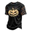 Men's Casual Corduroy Short Sleeve Crew Neck Lightweight Breathable Top Halloween Graphic Print Lettering Design