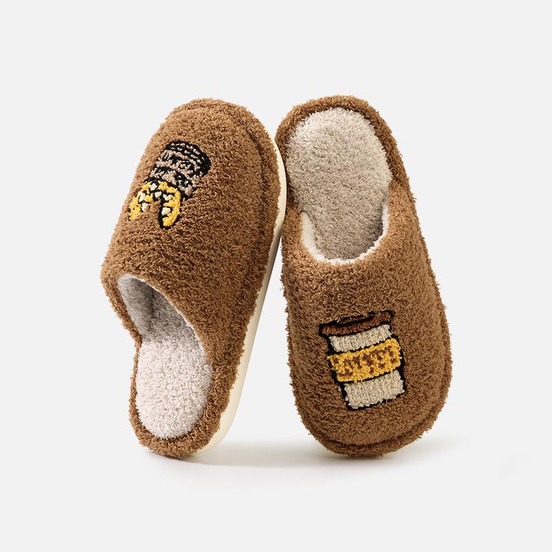 Plush Shoes with Fleece for Warmth and Anti-slip Home Cotton Slippers