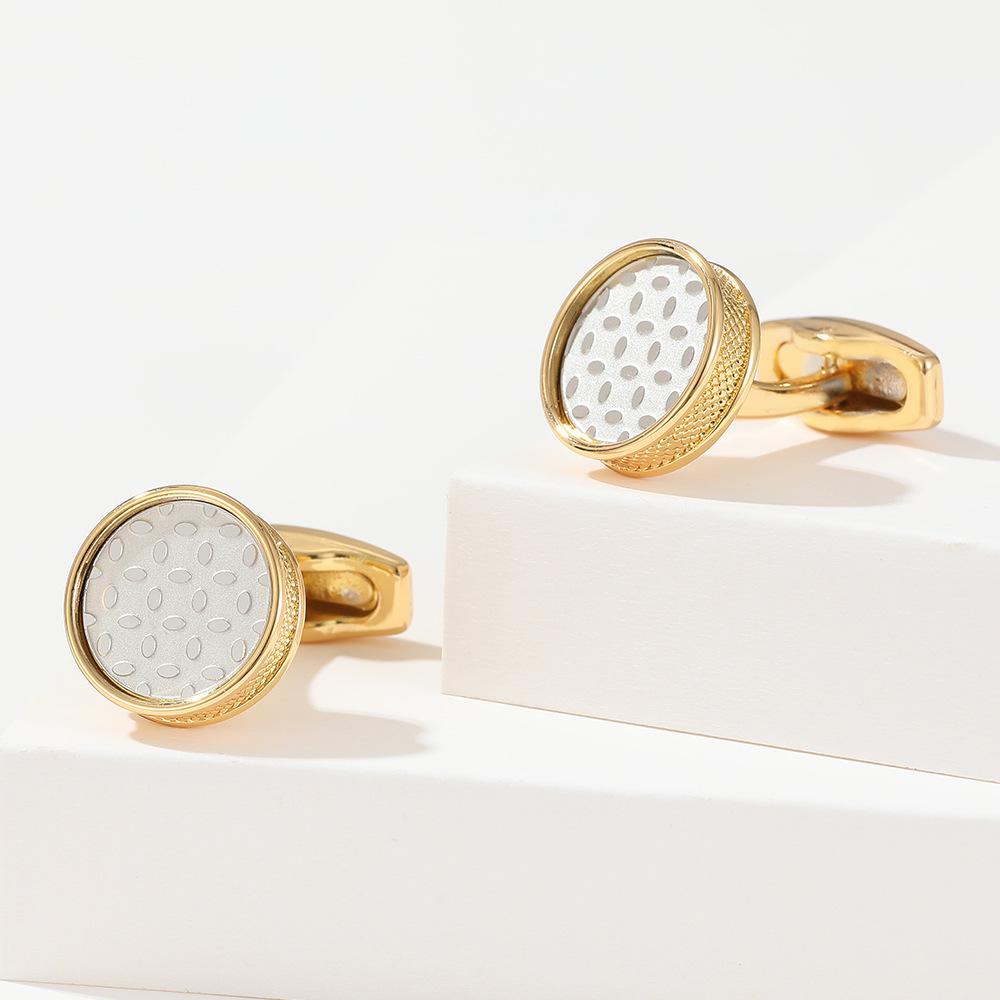 

Men s Silver and Gold Patterned Round Cufflinks - 1 Pair in Stock Manual