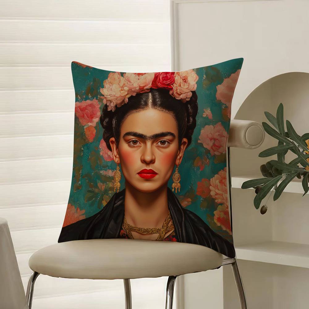Modern Art Works Frida Kahlo-Beautiful Pillow Case Comfort Sofa Bed Silky Elegant Invisible Zipper Decorative Cushion Cover
