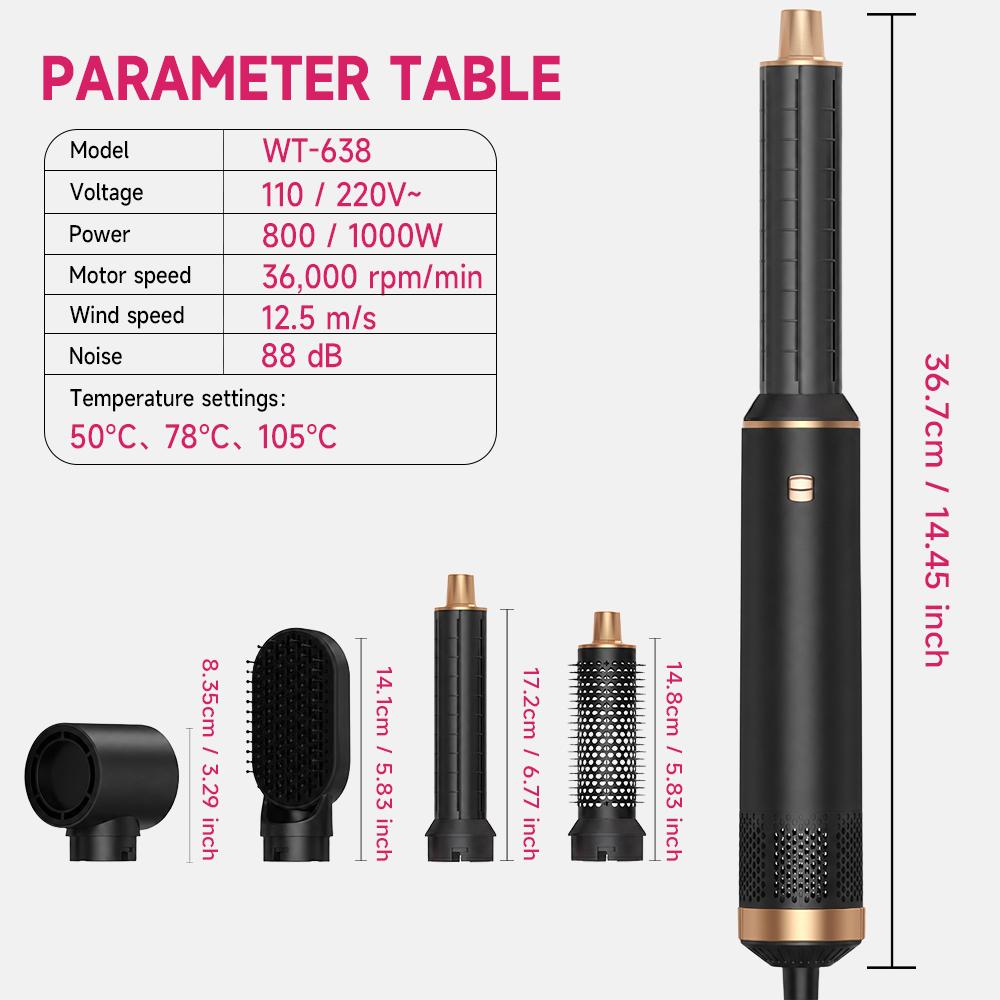 5 in One High Speed air Styler Cold and One Step Hair Dryer Hot air Blower Styler and Hot air Styler and Rotating Brush