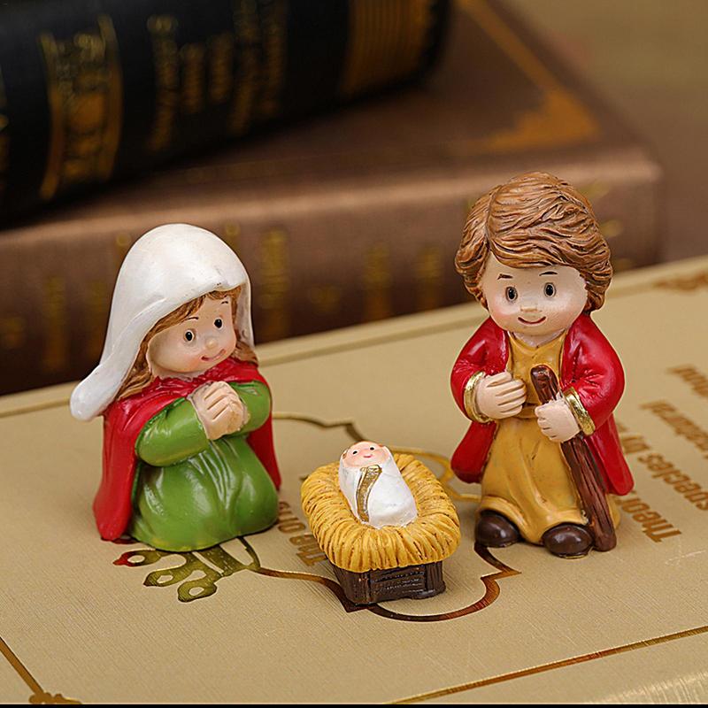 2025 new Christmas Nativity Sets Resin Nativity Figurine Collection Religious Holiday Baby Jesus Nativity Mantle Shelf Decor