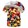 Fried Chicken Pasta Graphic T-shirt for Men 3D Print Food Short Sleeve Loose Funny T Shirt Kids Casual Street Tee Shirts Tops