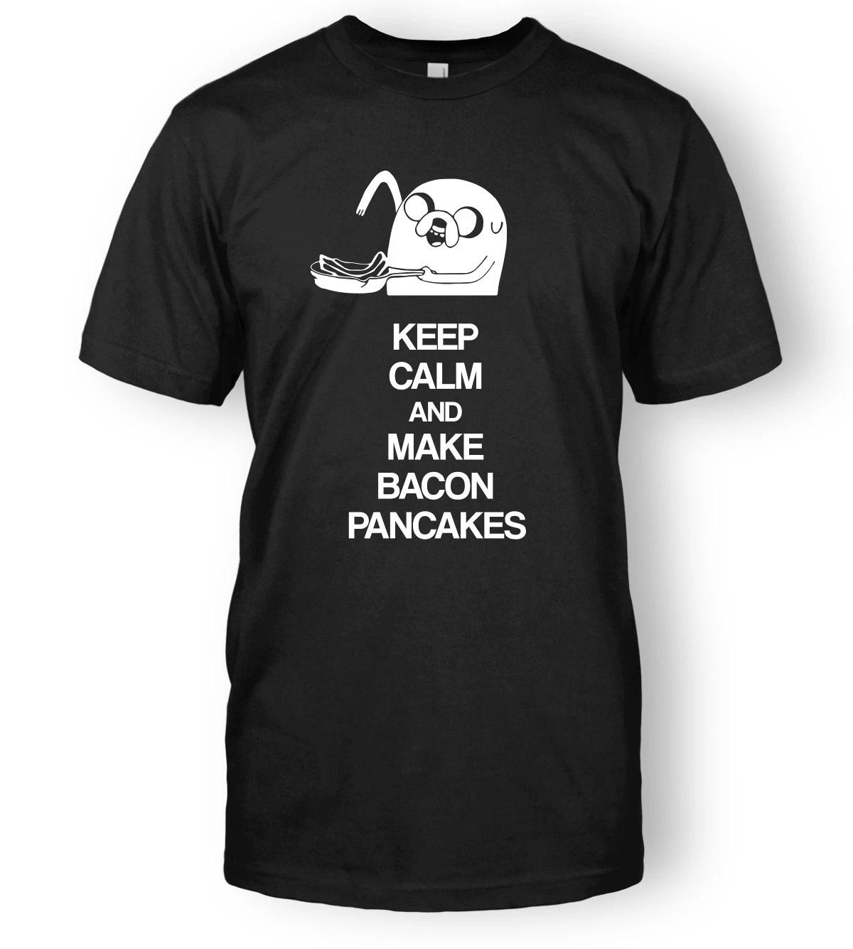 Adventure Time T-Shirt Keep Calm and Make Bacon Pancakes Top Tee L