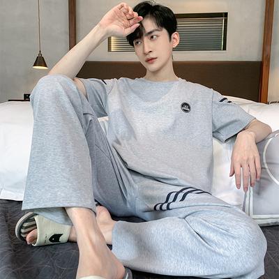Pijama Masculina de Primavera e Verão Roupa de Casa Conjunto Verão Manga Curta Calça Comprida Roupa de Casa Tamanho Grande Estudantes Jovens Pijama Casual