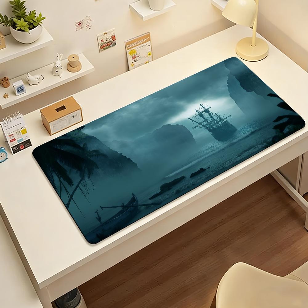 Pirate Ship Pattern Design Anime MousePad Nonslip Locking Edge PC Laptop Accessories Rubber Office Keyboard Game XXL DeskMat