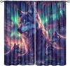 Blackout Wolf Curtains Retro Nature Wildlife Drapes Aurora Forest Wolves Animal Pattern Window Treatments Curtain Living Made Of Polyester Washable
