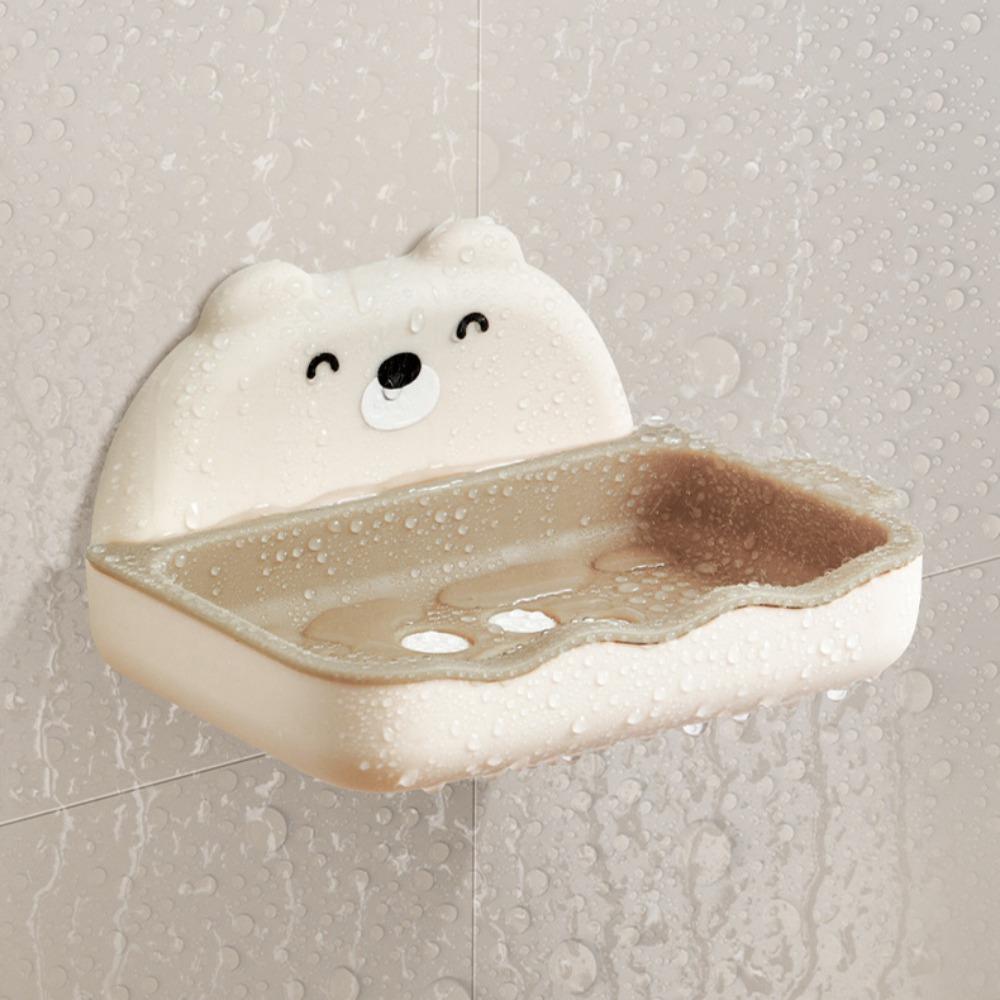 1PC No punch soap box bathroom draining rack creative wall-mounted soap holder bathroom shelf sucker soap box
