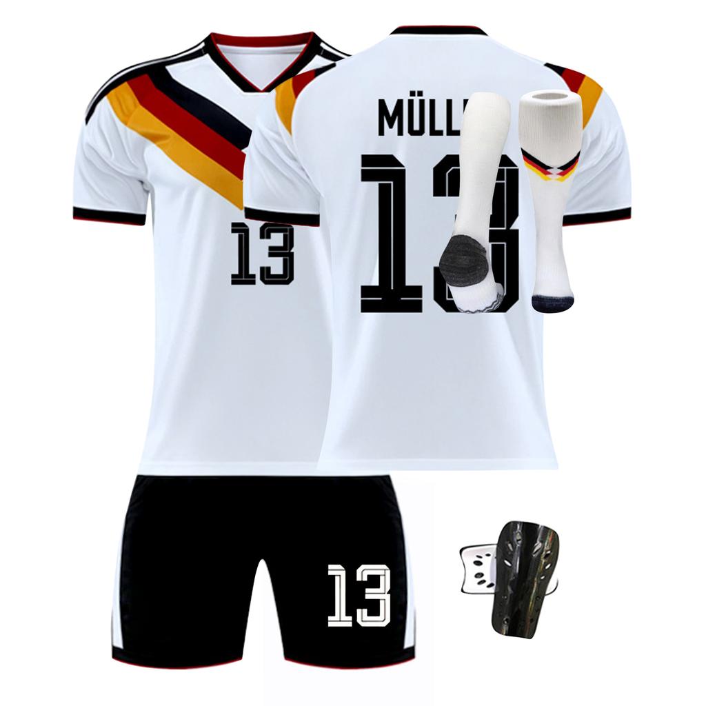 Men's Soccer Jersey Set Includes Short Sleeve Shirt Shorts Shin Guards and Socks Suitable for Sports Training and Matches