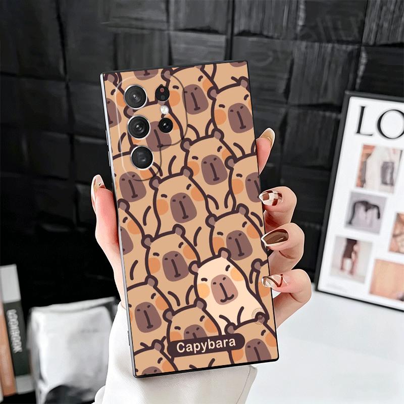 

Funny Capybara Cartoon Cute Soft Phone Case for Samsung Galaxy S26 S25 Edge S24 Ultra S23 Plus S22 S21 FE S20 Black Cover Back S Samsung S21 Ultra