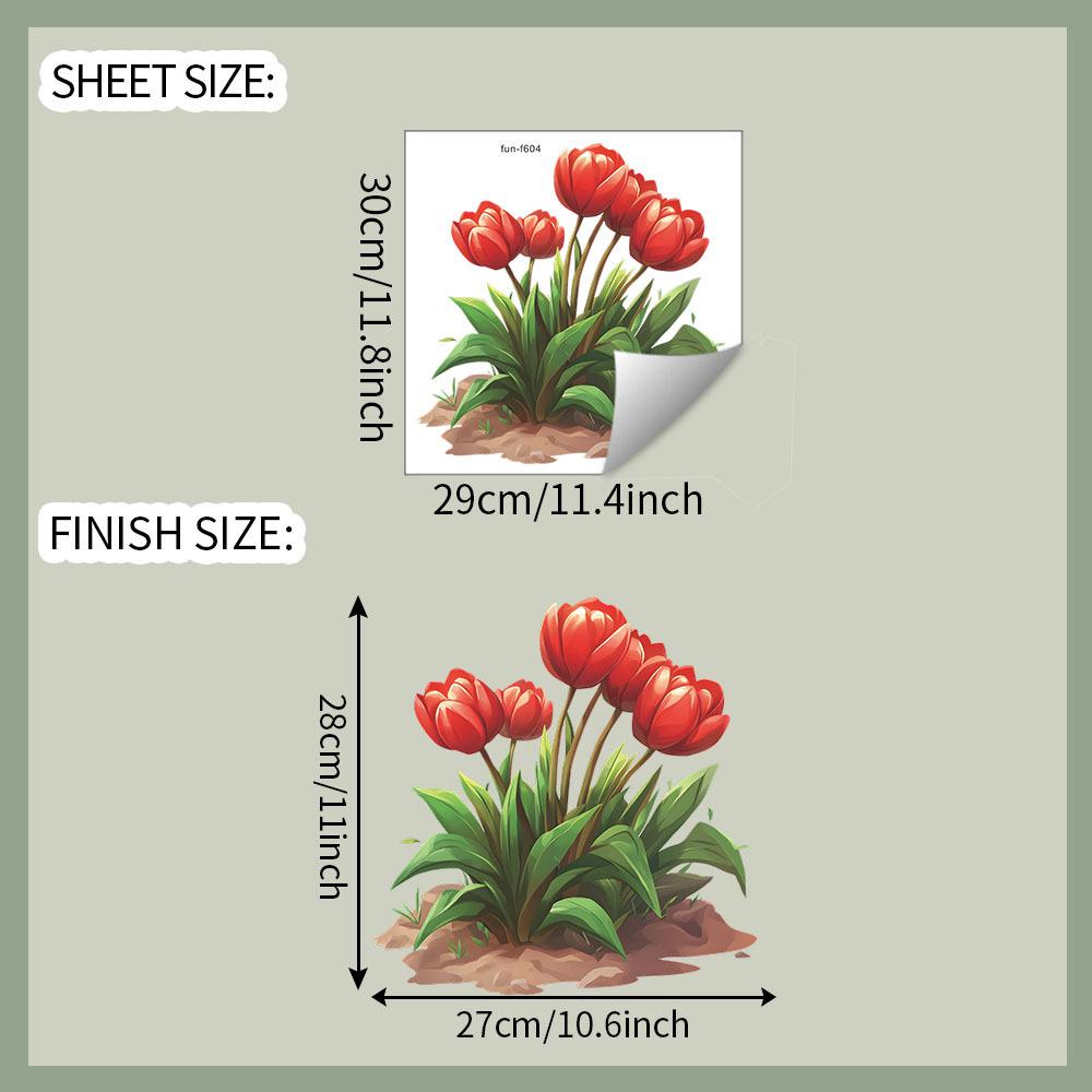 

Ручнорозписні тюльпани Наклейка на стіну для спальні вітальні фон Декор дому Знімна самоклеюча наклейка 29x30cm різнокольоровий