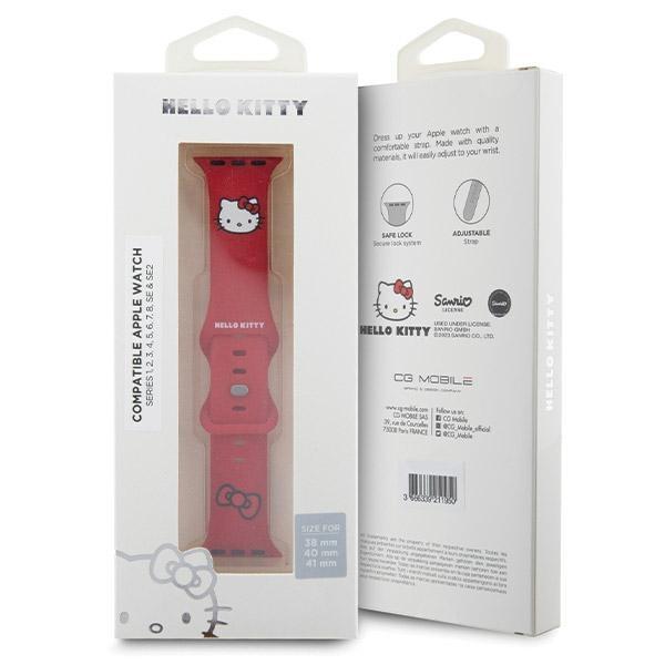 Hello Kitty Hkawmschblr Apple Watch 38/40/41Mm Red/Czerwony Pasek Silikonowy Głowa Kotka