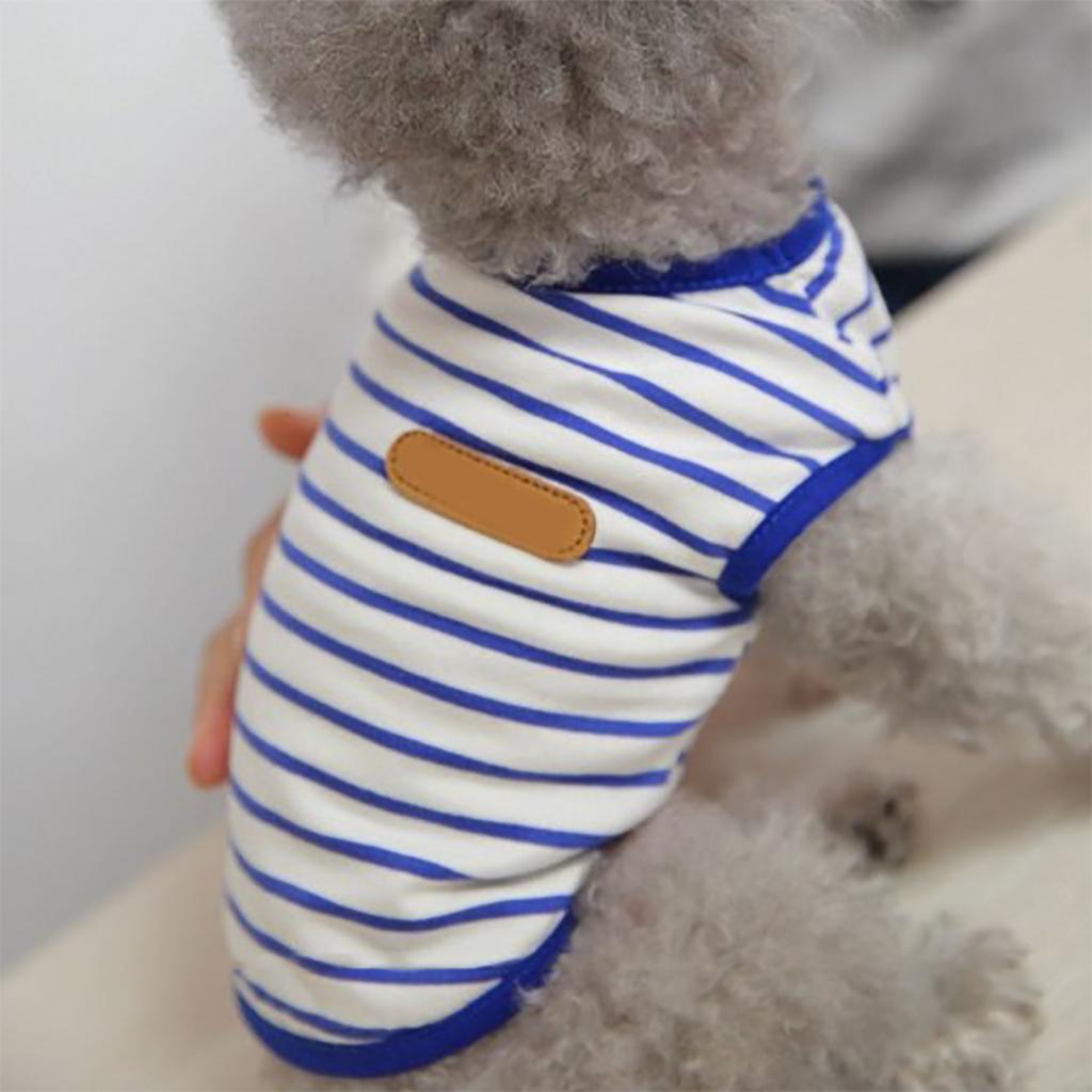Dog Striped T Shirt Fashionable Soft Comfortable Stretchy Pet Vest for Bichon Frise Schnauzer Teddy Blue XL