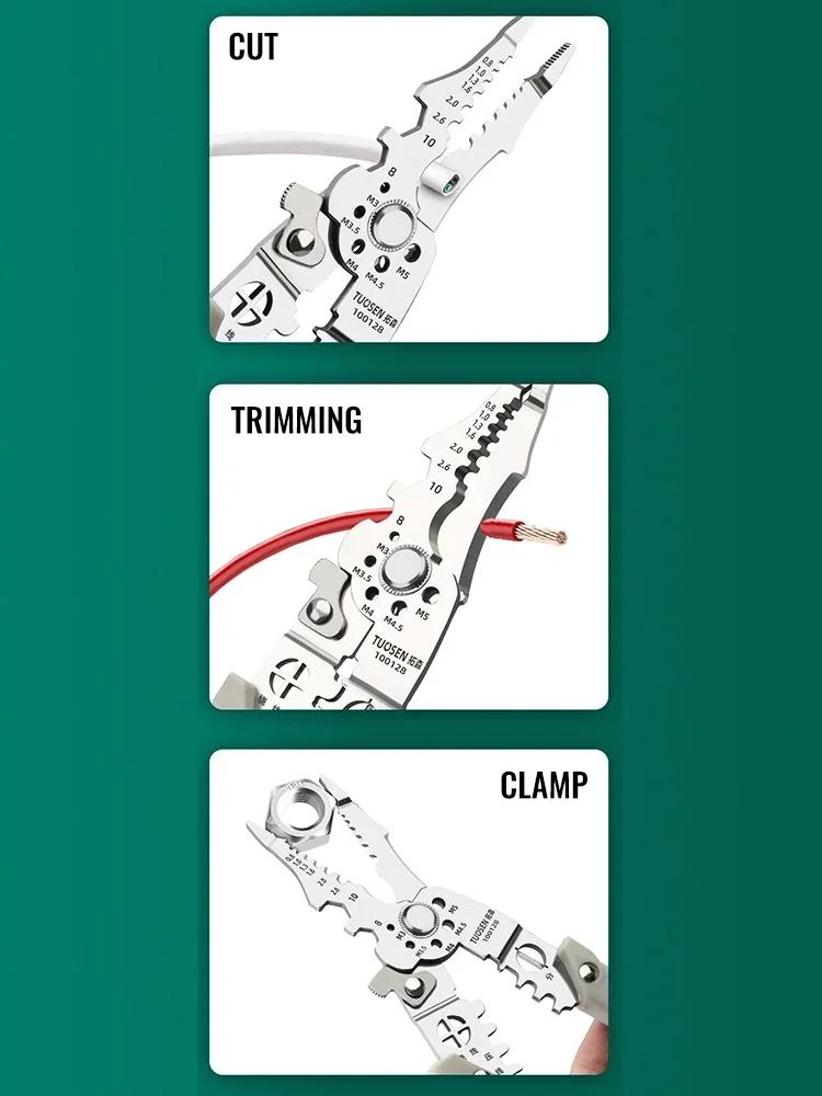 Crimper Cable Cutter Adjustable Automatic Wire Stripper Multifunctional Stripping Crimping Pliers Terminal Hand Multi Tool