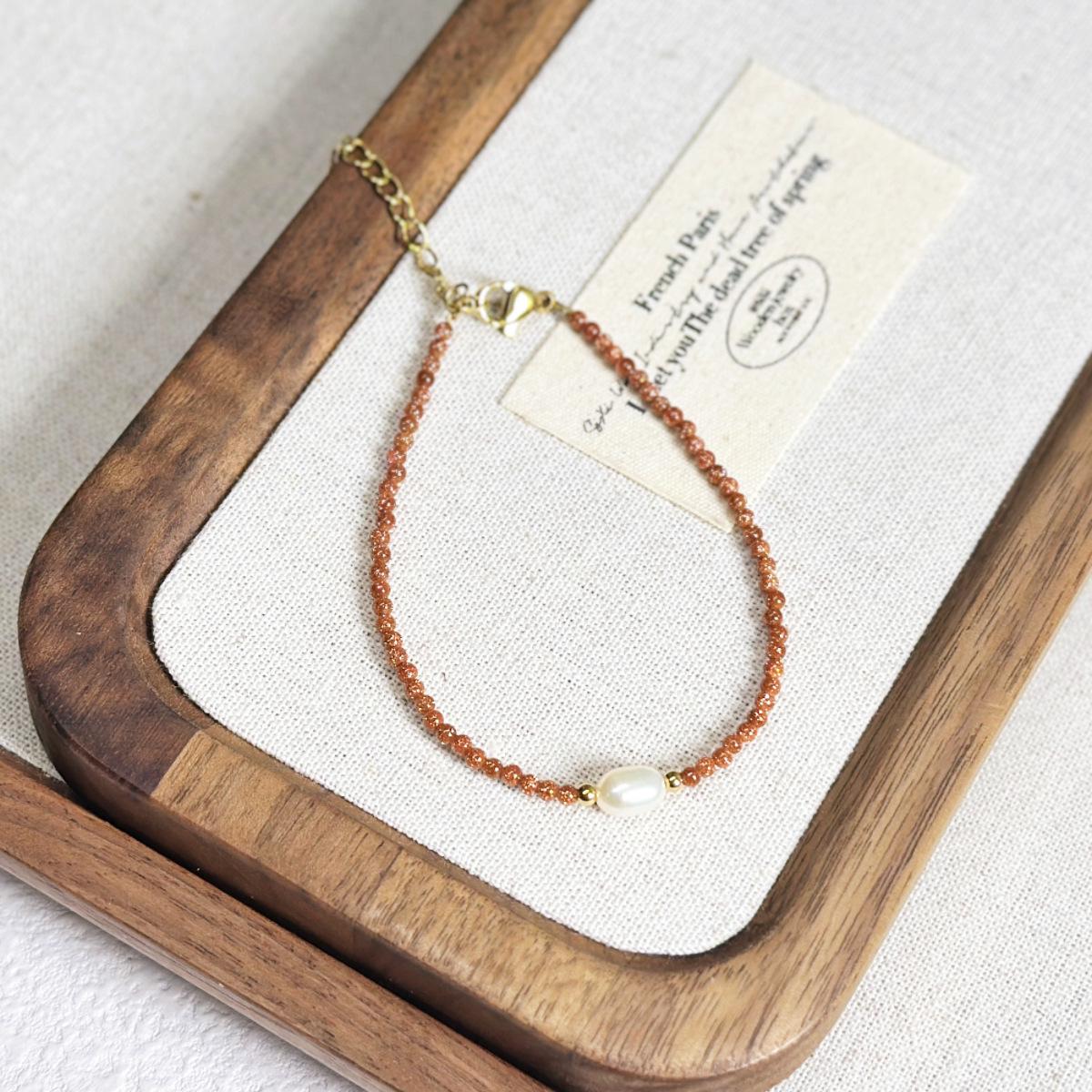 Elegant Freshwater Pearl & Natural Stone Beaded Bracelet for Women, Ultra-Fine, Versatile Hand Jewelry.