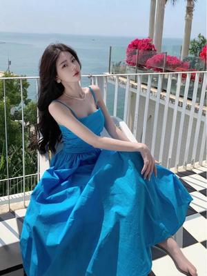 Yunnan Dali Women's Vacation Beach Dress - Sanya French Sling Fairy Dress