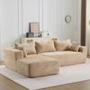 Sofá Seccional de Compresión con Chaise Longue, Sofá en L sin Estructura con Asiento Profundo, Sofás Modulares para Sala de Estar, Dormitorio, Sala de Estar, Pana, Beige