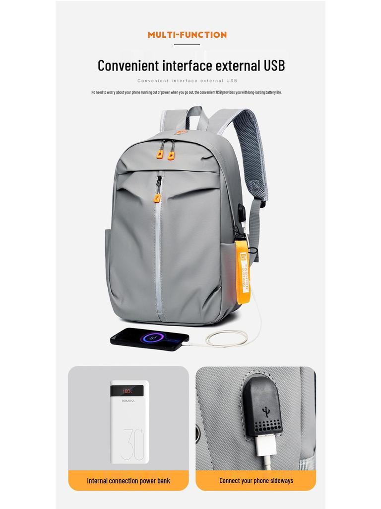 Men's Solid Color Multifunctional Backpack: Logo-Printable, Business & School Use