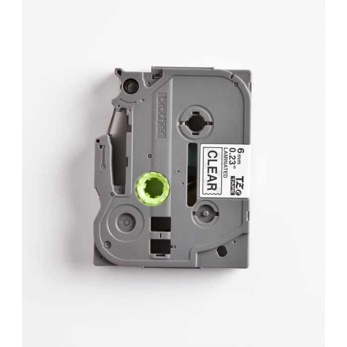 Ruban étiqueteuse BROTHER P-TOUCH TZE-111 - 6mm - Noir sur transparent - Adhésif standard