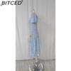 BITCED Women's Dress: Elegant Floral Print Split-Hem Fashionable Resort Strapless Dress