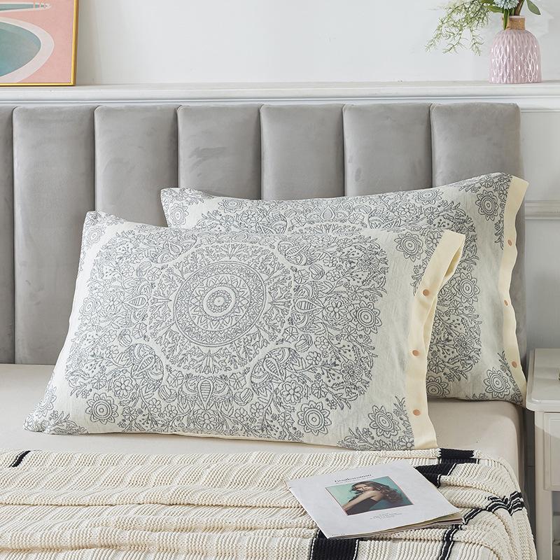 

Floral Pillowcases, Gauze Cotton Covers, for Children and Adults, Yarn-dyed Jacquard, Durable, 48*74 cm, 2 pcs, High Quality 480x740mm