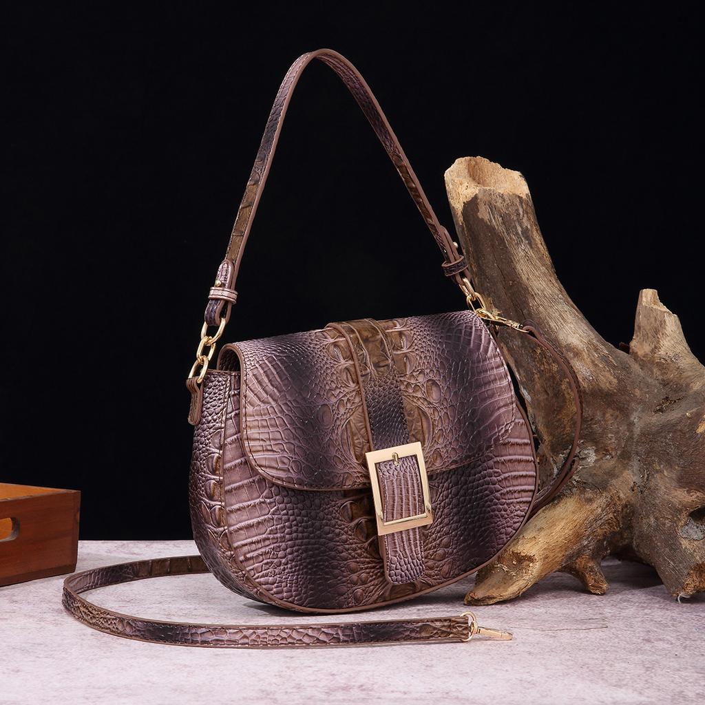 Borsa a tracolla portatile per ascelle Baguette da donna Modello coccodrillo Brahmin