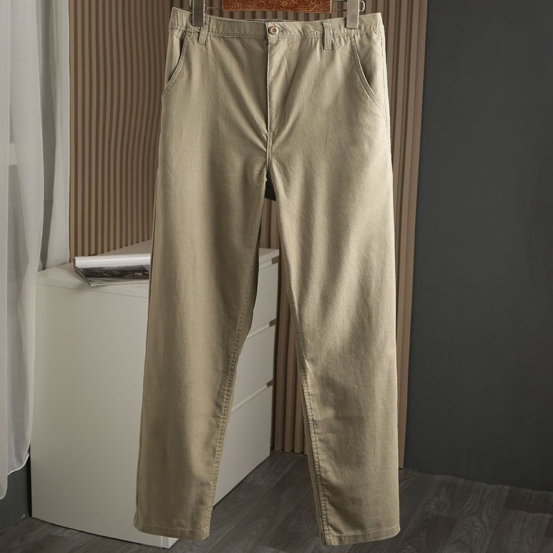 Cotton! Linen! OEM Goods out of Japan! Export Men's Clothing Balance Cargo with Logo Cut off Business Slim-Fitting Small Straight Casual Pants