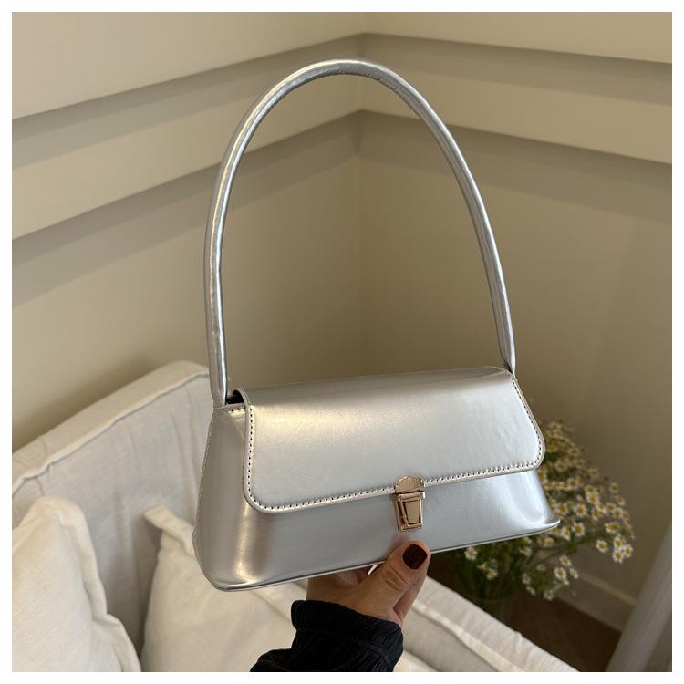 2024 Summer Women's Retro French Texture Shiny Shoulder Bag