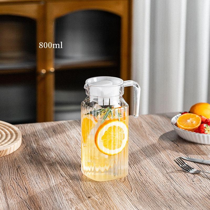 Large Capacity Household Kettle Plastic Transparent Water Bottle Striped Kettle For Storing Fresh Juice And Beverages In The Kitchen Refrigerator